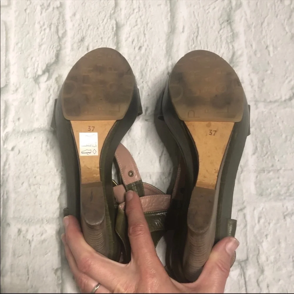 Pura Lopez leather wedge platform sandals